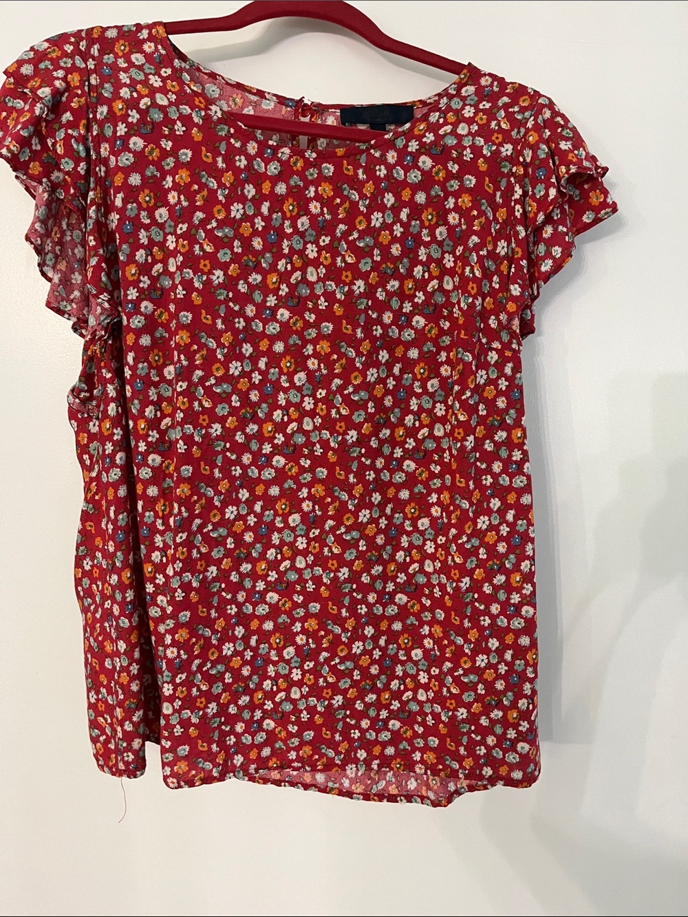 RACHEL Rachel Roy Red Floral Flutter Sleeve Blouse